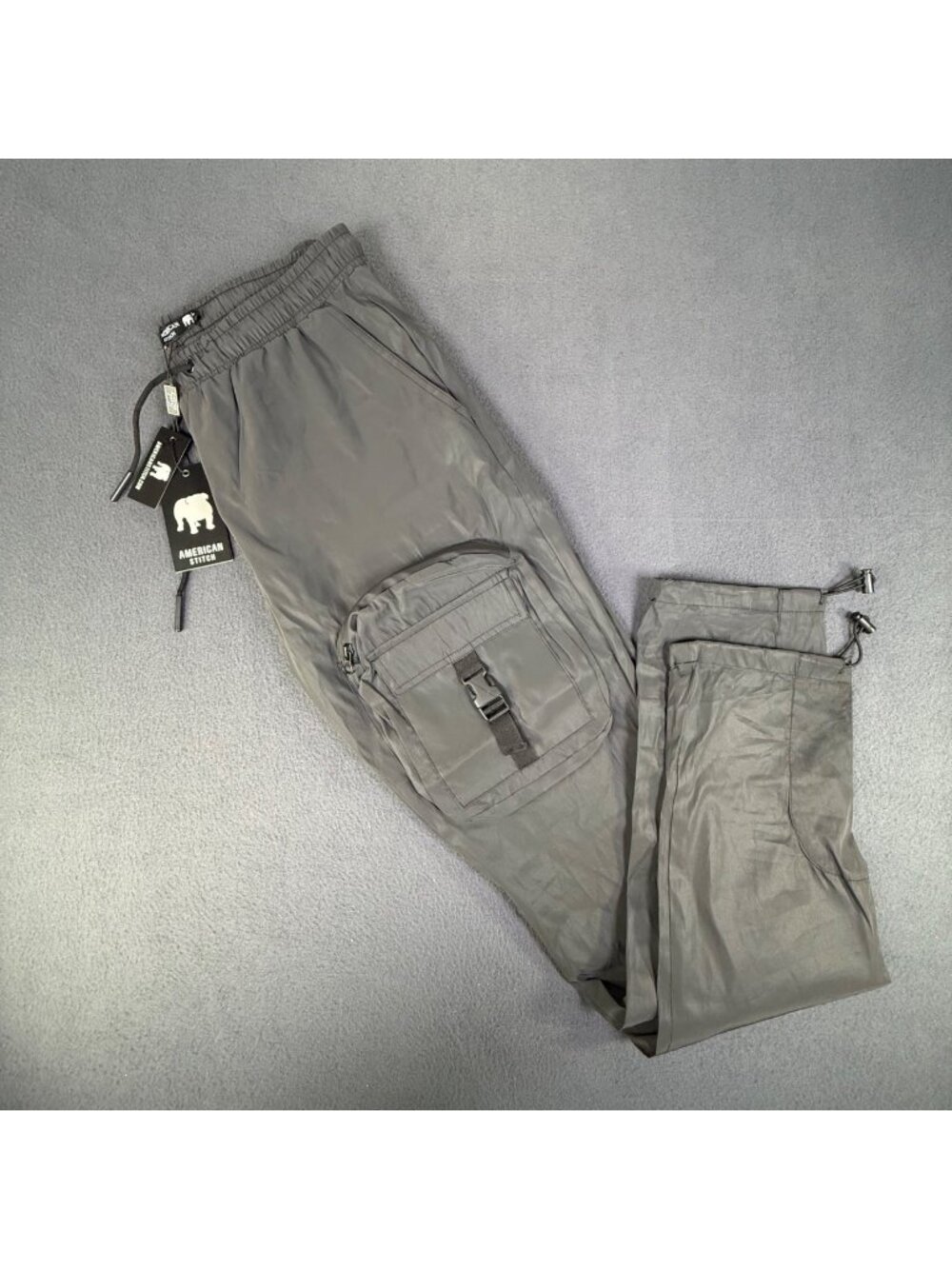 NWT American Stitch XL Flex Waist Drawstring Big Pocket Tactical Black Pants
